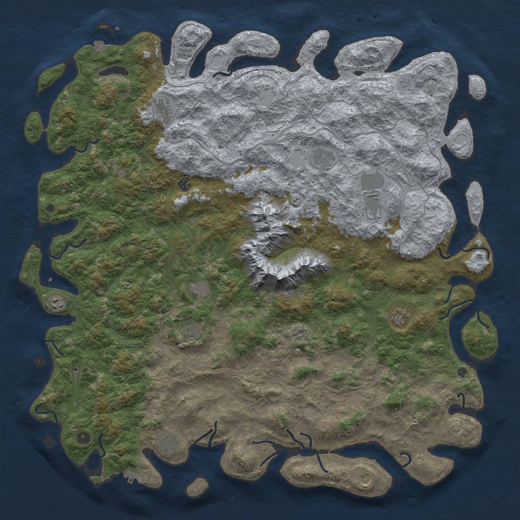 Rust Map: Procedural Map, Size: 6000, Seed: 585336541, 18 Monuments