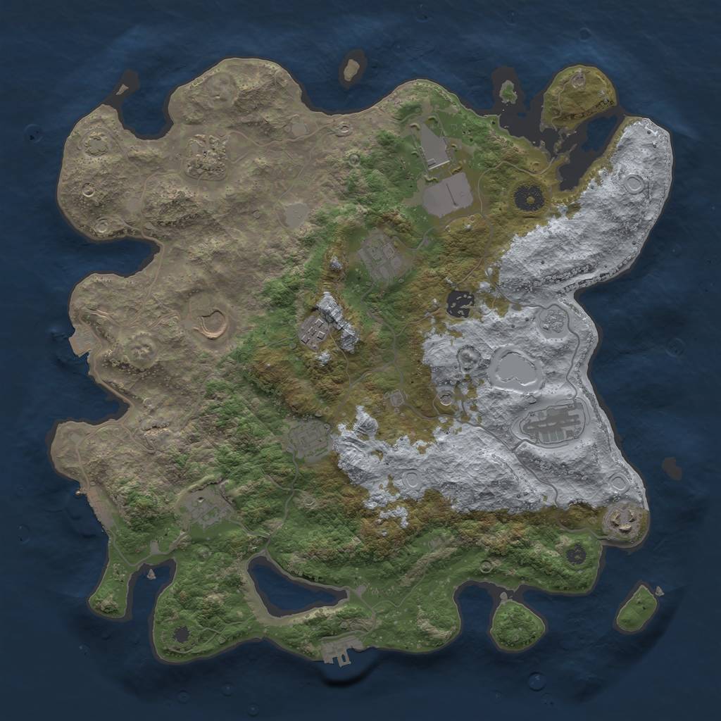 Rust Map: Procedural Map, Size: 3800, Seed: 544277128, 18 Monuments
