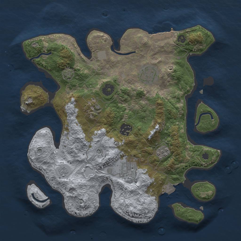 Rust Map: Procedural Map, Size: 3000, Seed: 1477831120, 12 Monuments