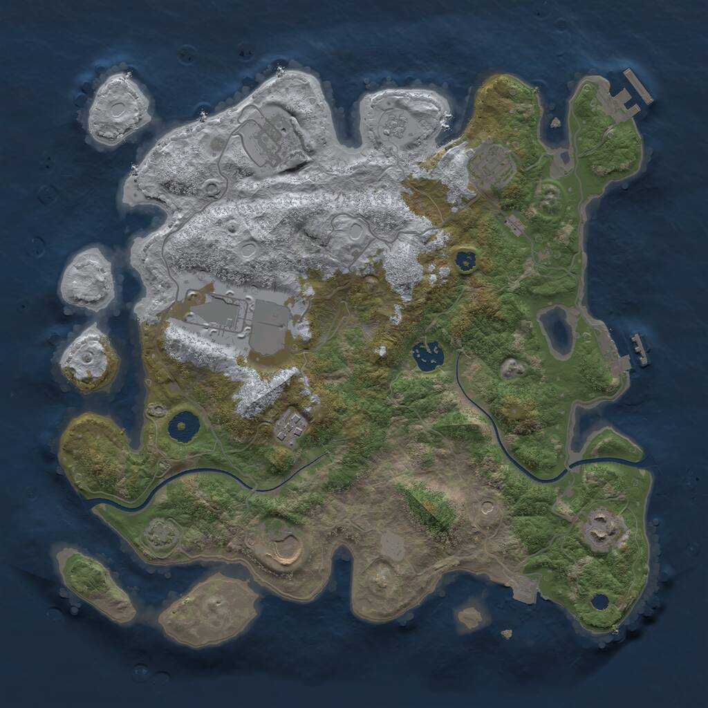 Rust Map: Procedural Map, Size: 3500, Seed: 1530650382, 13 Monuments
