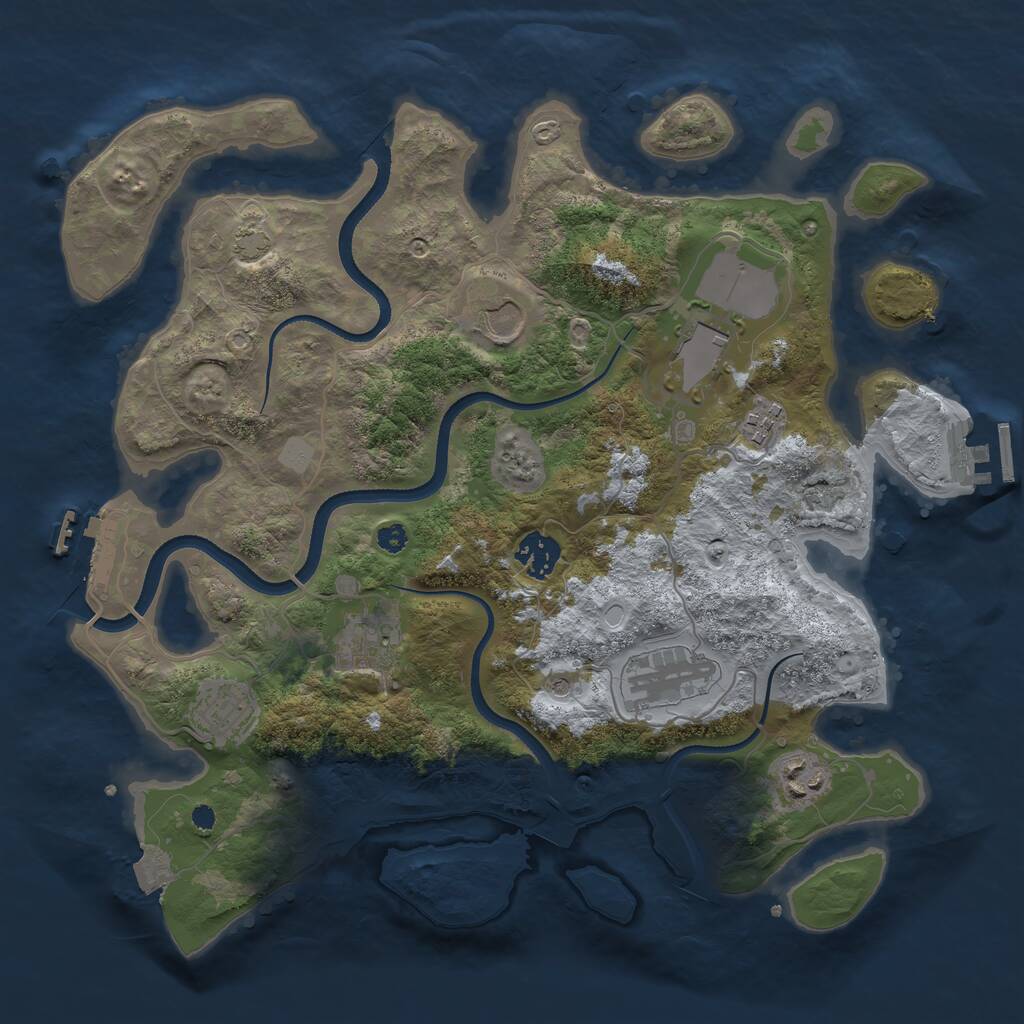 Rust Map: Procedural Map, Size: 3500, Seed: 916708, 13 Monuments