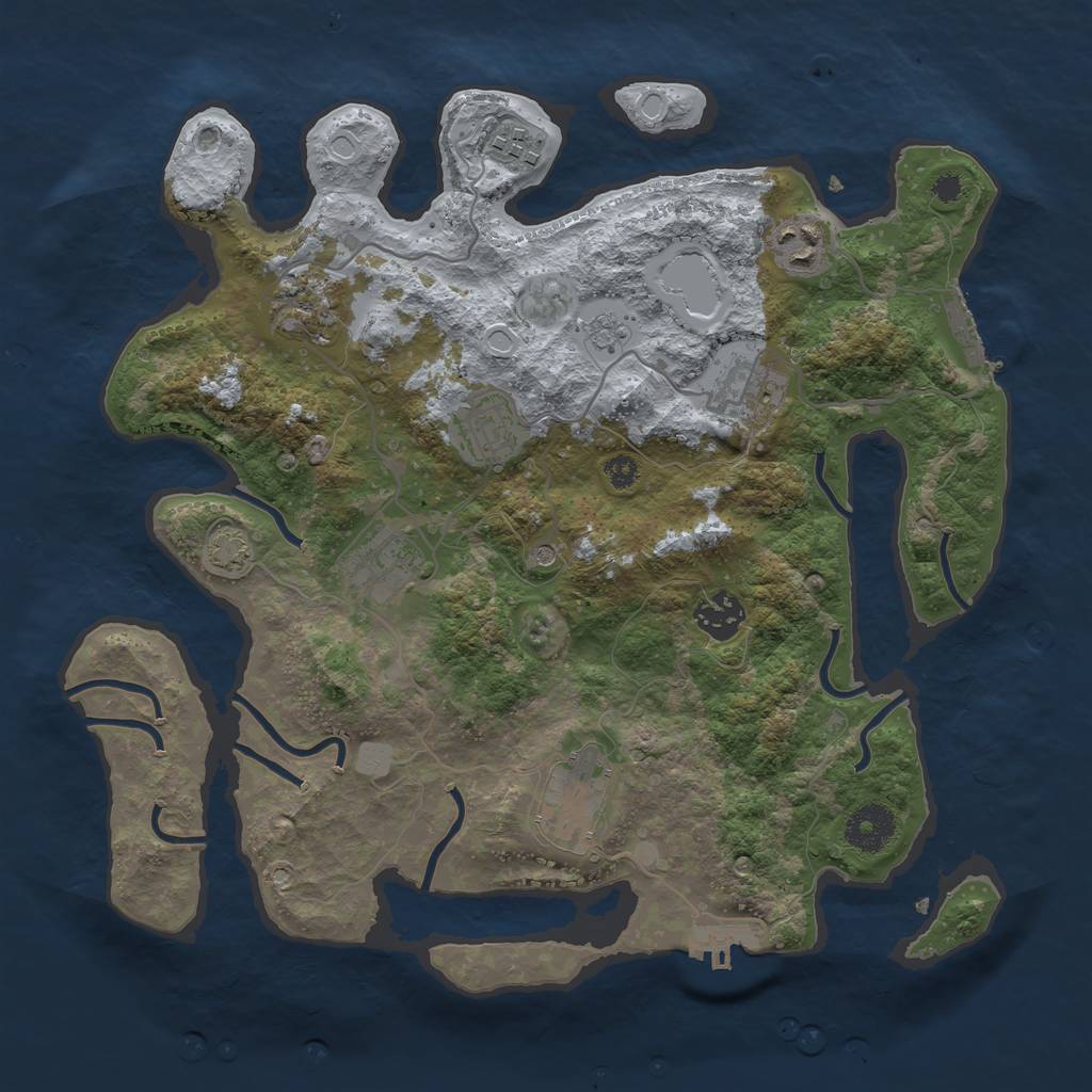 Rust Map: Procedural Map, Size: 3400, Seed: 1007772367, 16 Monuments