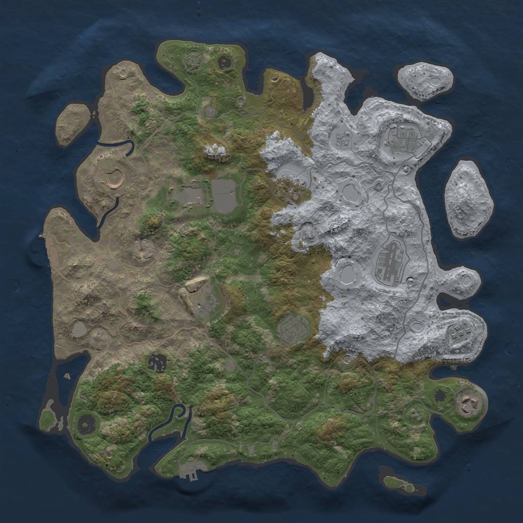 Rust Map: Procedural Map, Size: 4000, Seed: 957592141, 18 Monuments