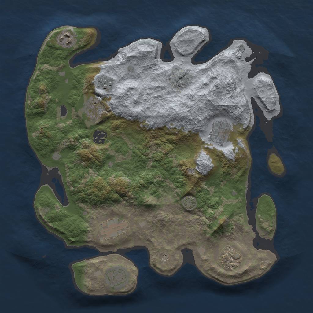 Rust Map: Barren, Size: 3300, Seed: 707142560, 12 Monuments