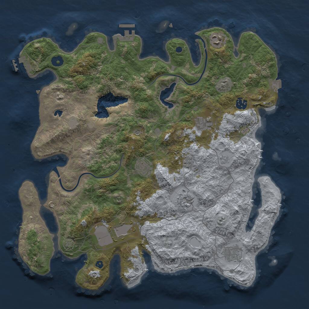 Rust Map: Procedural Map, Size: 4000, Seed: 193749260, 14 Monuments