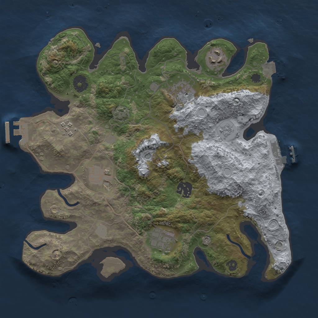 Rust Map: Procedural Map, Size: 3000, Seed: 7601, 14 Monuments