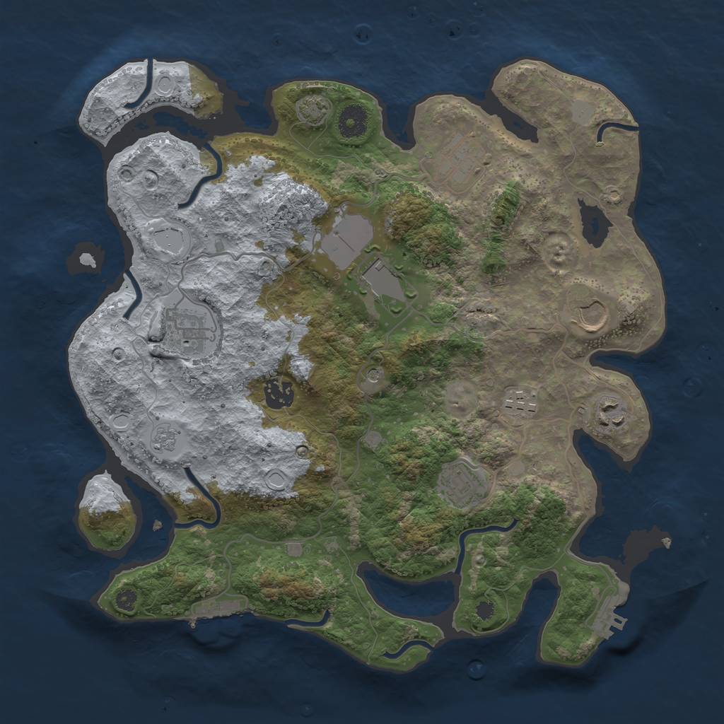 Rust Map: Procedural Map, Size: 3500, Seed: 1334945258, 16 Monuments