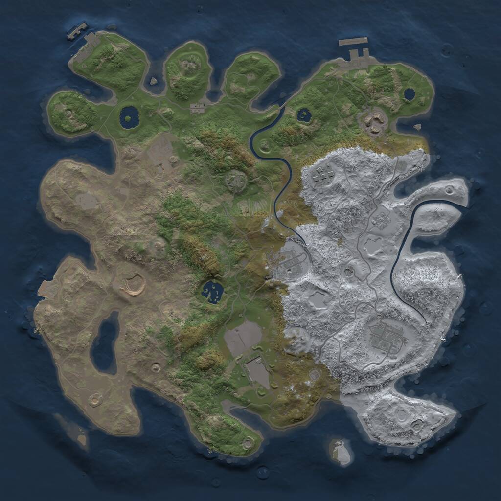 Rust Map: Procedural Map, Size: 3500, Seed: 323513435, 14 Monuments