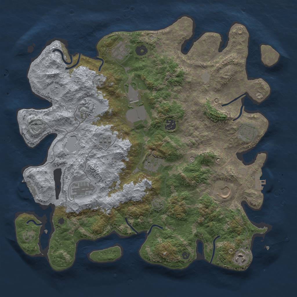 Rust Map: Procedural Map, Size: 3900, Seed: 201029, 18 Monuments