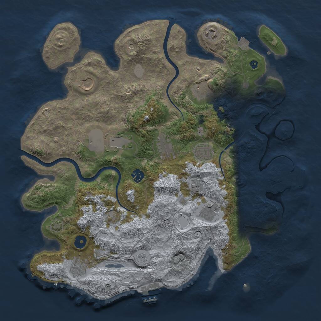 Rust Map: Procedural Map, Size: 3800, Seed: 697550, 16 Monuments