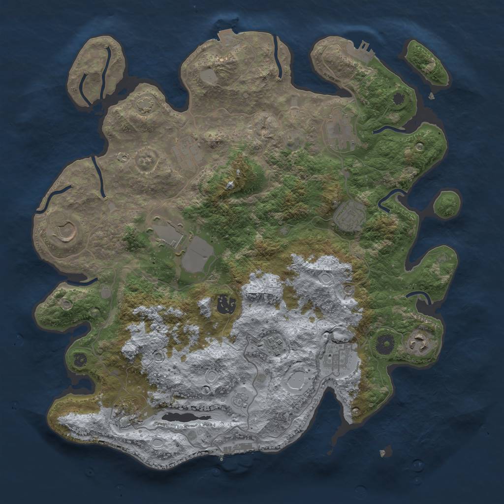 Rust Map: Procedural Map, Size: 3800, Seed: 697550, 18 Monuments