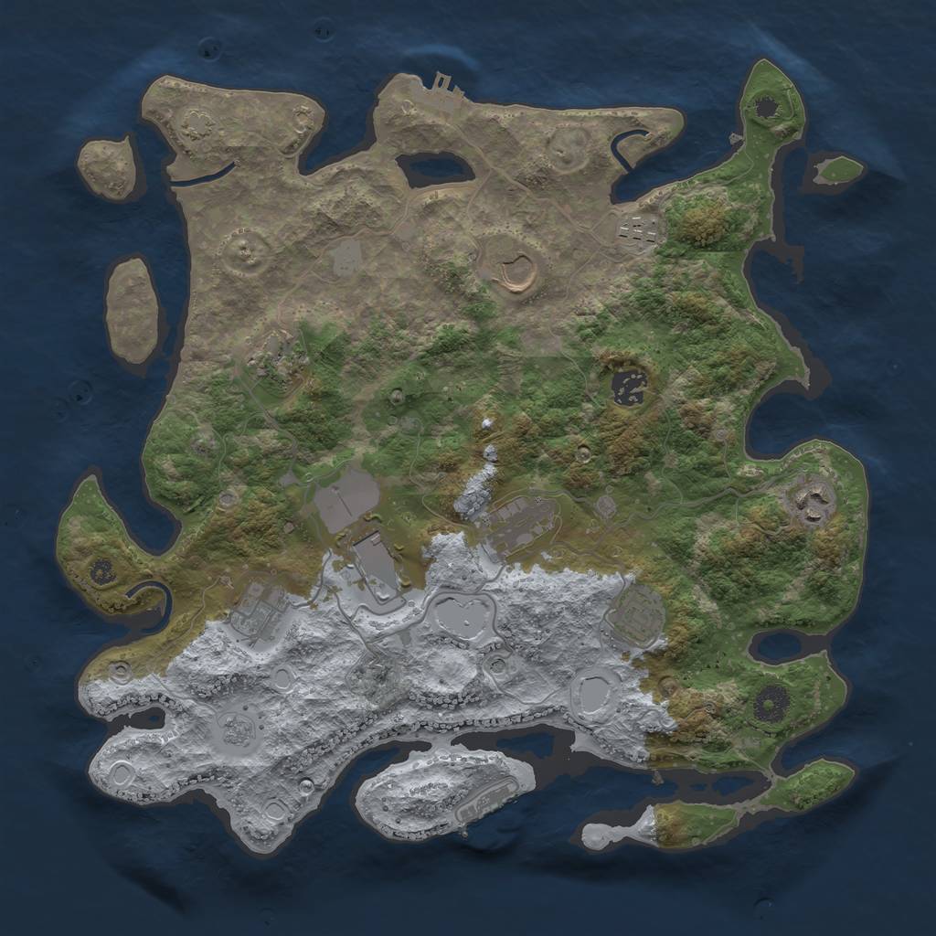 Rust Map: Procedural Map, Size: 3750, Seed: 75934643, 17 Monuments
