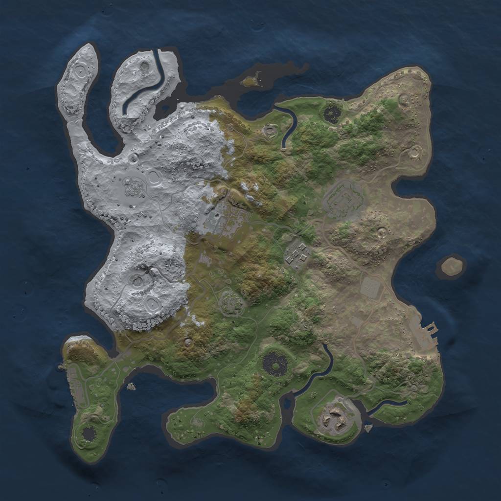 Rust Map: Procedural Map, Size: 3000, Seed: 55005, 12 Monuments