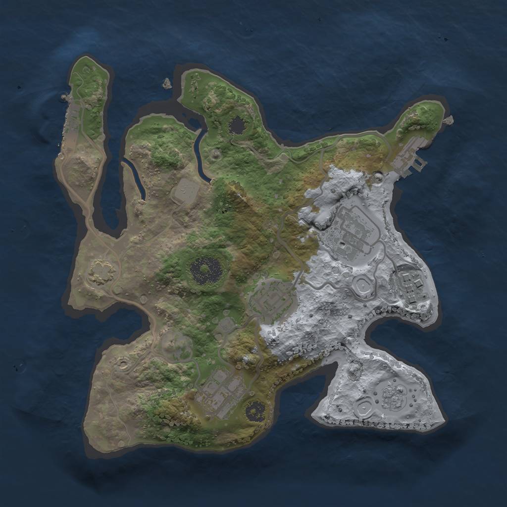 Rust Map: Procedural Map, Size: 2500, Seed: 1649, 11 Monuments