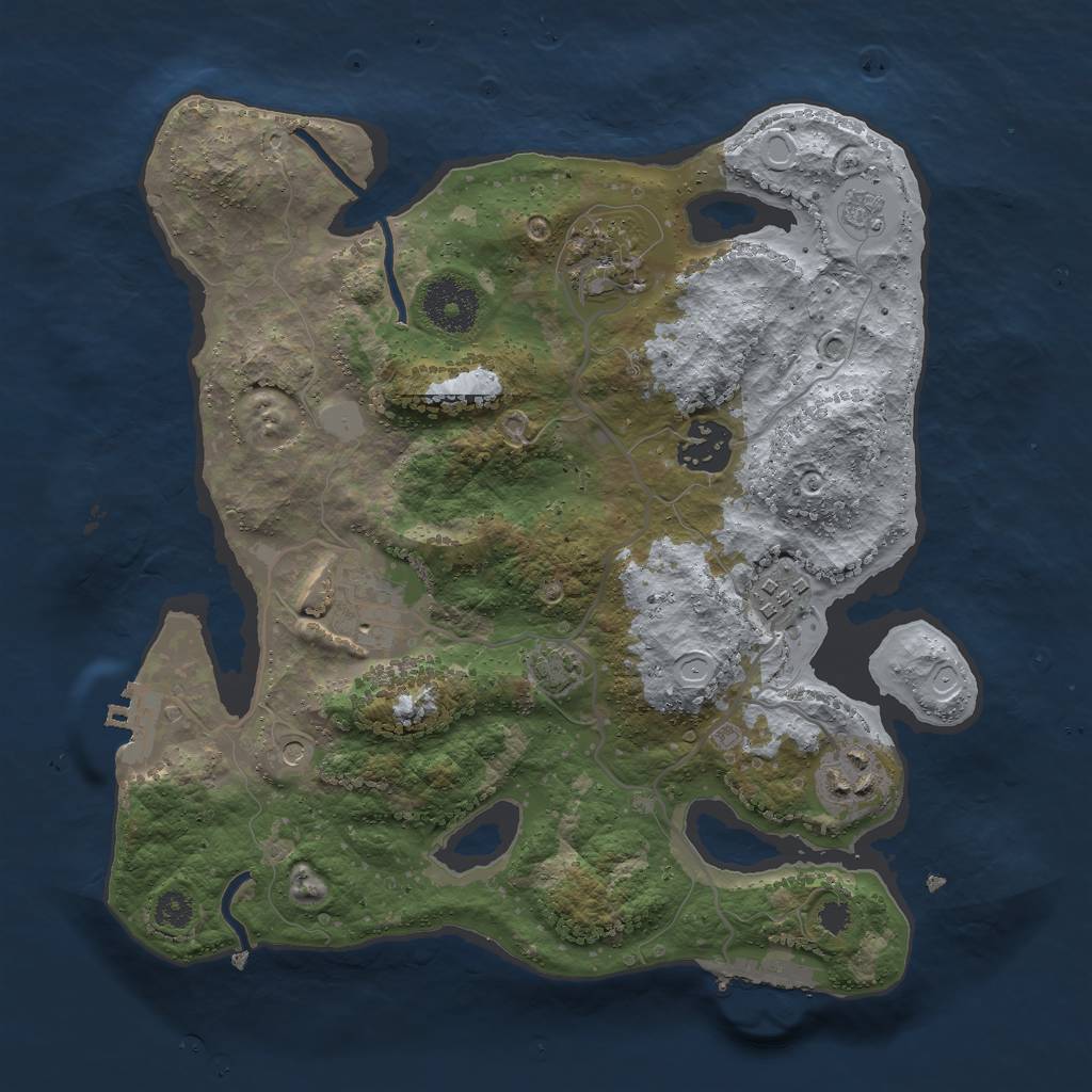 Rust Map: Procedural Map, Size: 3000, Seed: 1234577769, 13 Monuments