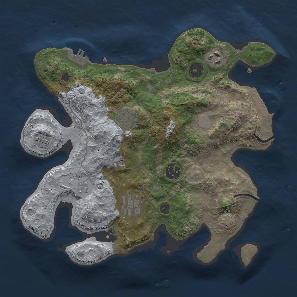 Rust Map: Procedural Map, Size: 3000, Seed: 1931261094, 13 Monuments