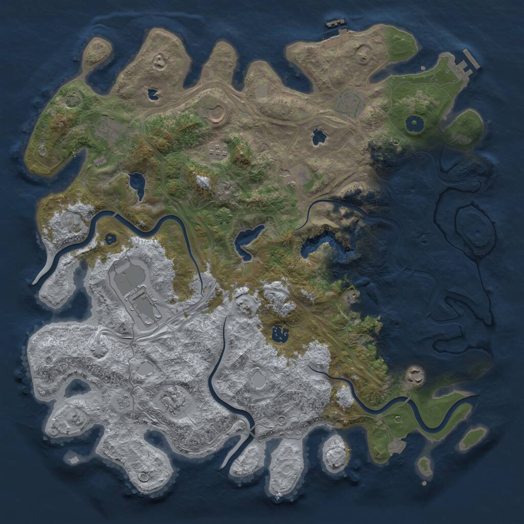 Rust Map: Procedural Map, Size: 4500, Seed: 1080285348, 16 Monuments