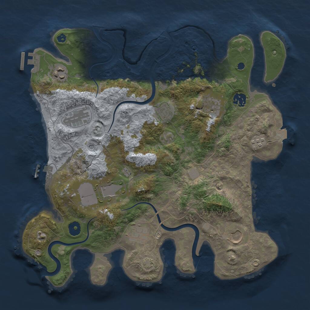 Rust Map: Procedural Map, Size: 3500, Seed: 2114304127, 14 Monuments