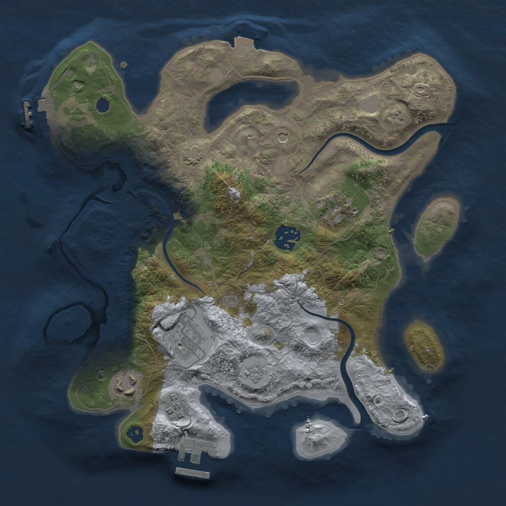 Rust Map: Procedural Map, Size: 3000, Seed: 1356852221, 11 Monuments