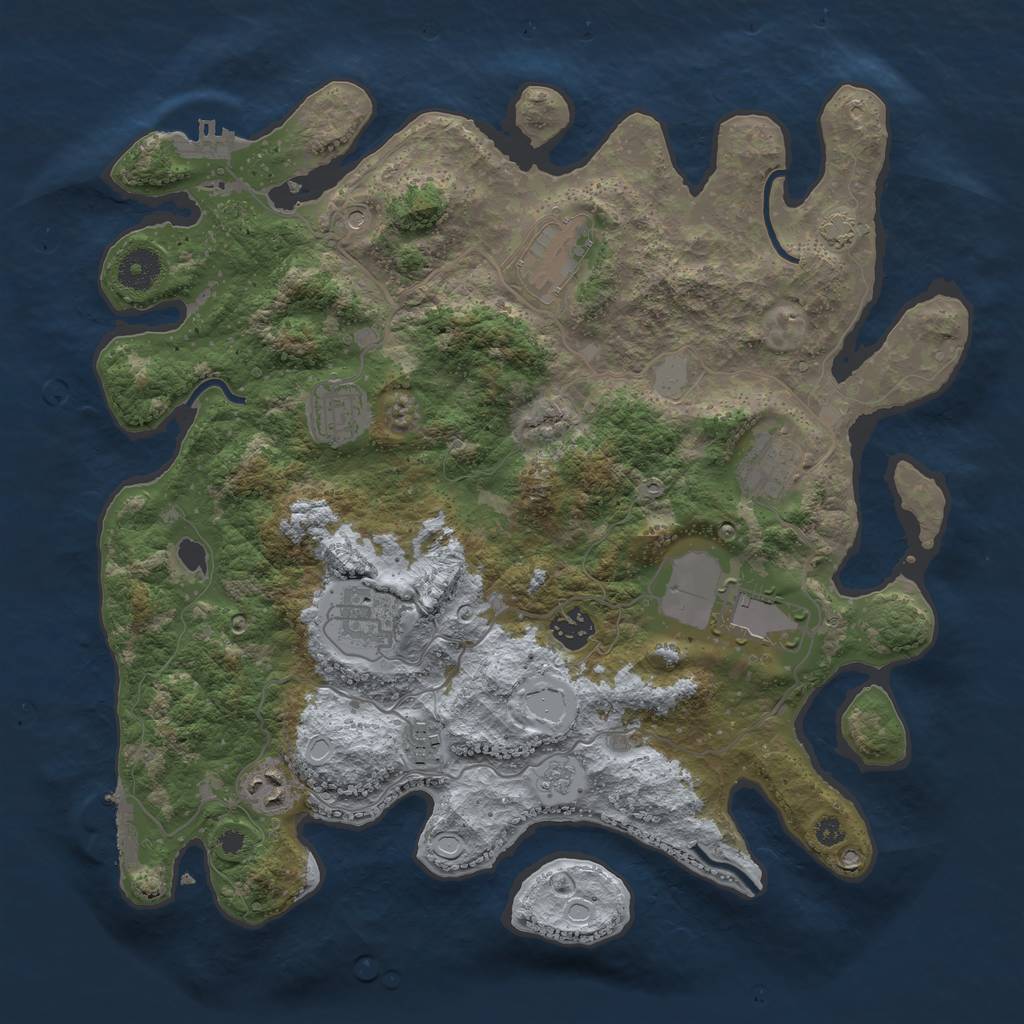 Rust Map: Procedural Map, Size: 3700, Seed: 1466576123, 16 Monuments