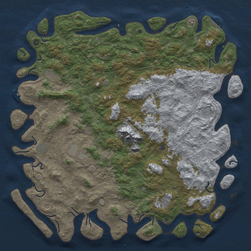 Rust Map: Procedural Map, Size: 6000, Seed: 290697490, 19 Monuments