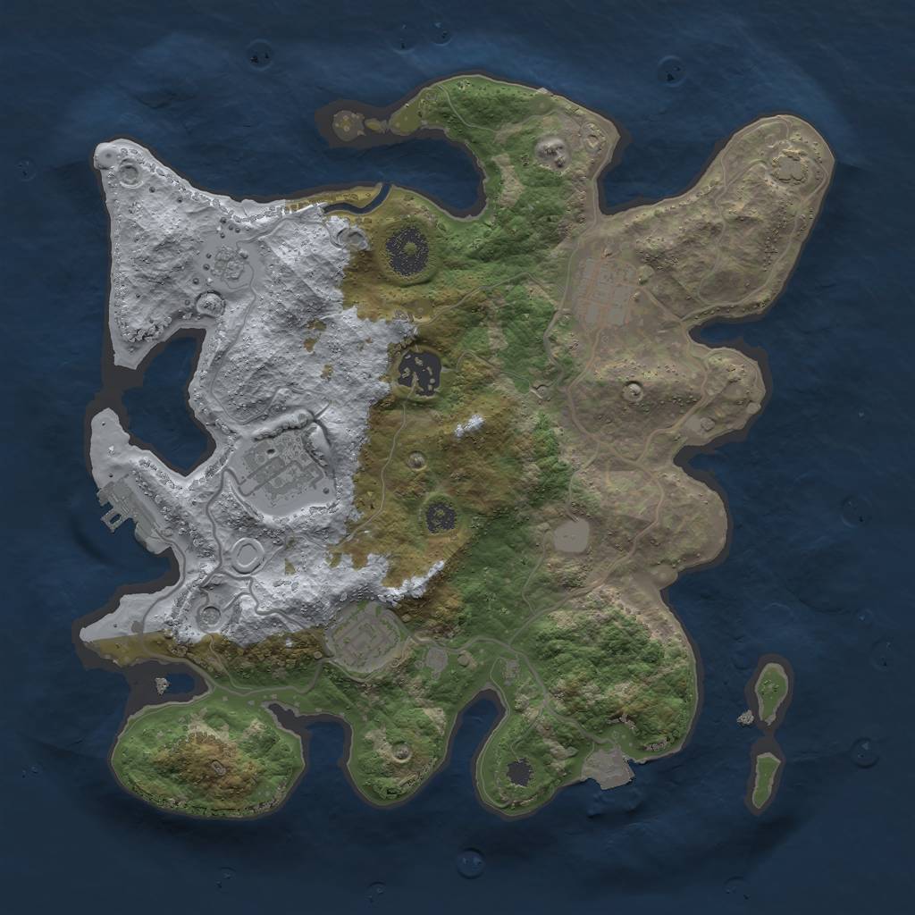 Rust Map: Procedural Map, Size: 3000, Seed: 748979910, 11 Monuments