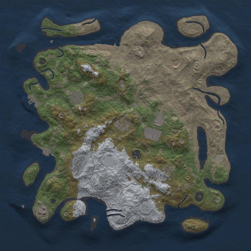 Rust Map: Procedural Map, Size: 4000, Seed: 937461551, 17 Monuments