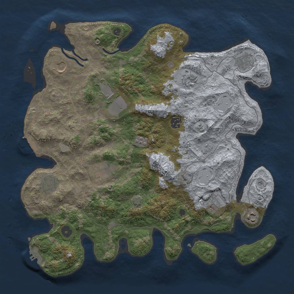 Rust Map: Procedural Map, Size: 4000, Seed: 472636, 18 Monuments
