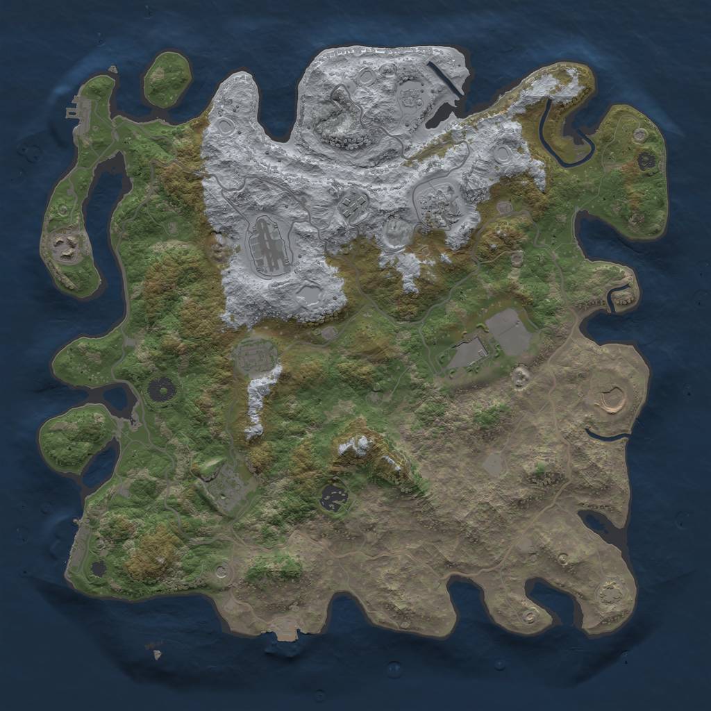 Rust Map: Procedural Map, Size: 4000, Seed: 644838099, 17 Monuments