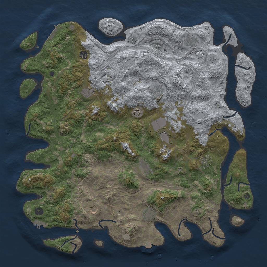 Rust Map: Procedural Map, Size: 4800, Seed: 740915890, 19 Monuments