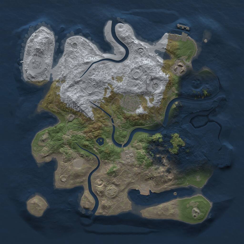 Rust Map: Procedural Map, Size: 3000, Seed: 1925538245, 9 Monuments