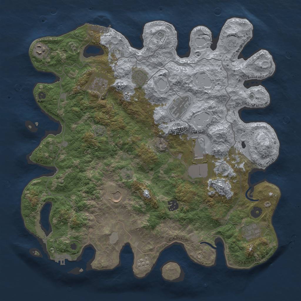 Rust Map: Procedural Map, Size: 4000, Seed: 1156669682, 17 Monuments