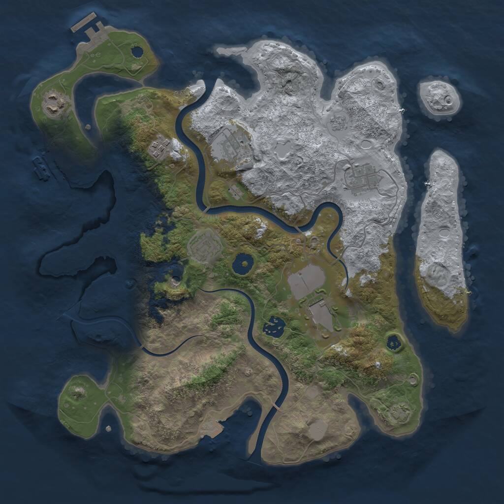 Rust Map: Procedural Map, Size: 3550, Seed: 736328, 13 Monuments