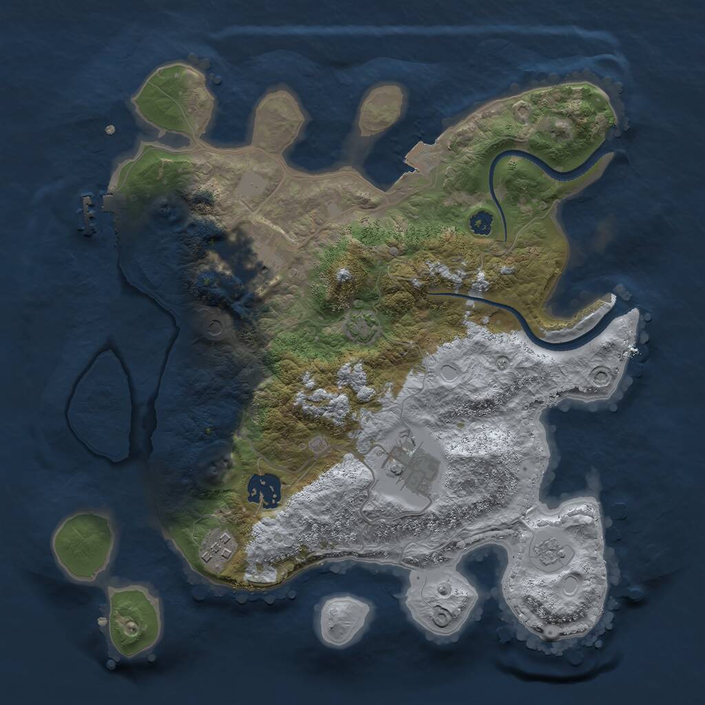 Rust Map: Procedural Map, Size: 3000, Seed: 1566307767, 9 Monuments