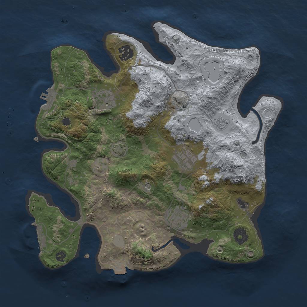 Rust Map: Procedural Map, Size: 3000, Seed: 1380265, 12 Monuments