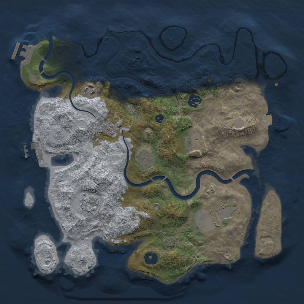 Rust Map: Procedural Map, Size: 3500, Seed: 671519015, 12 Monuments