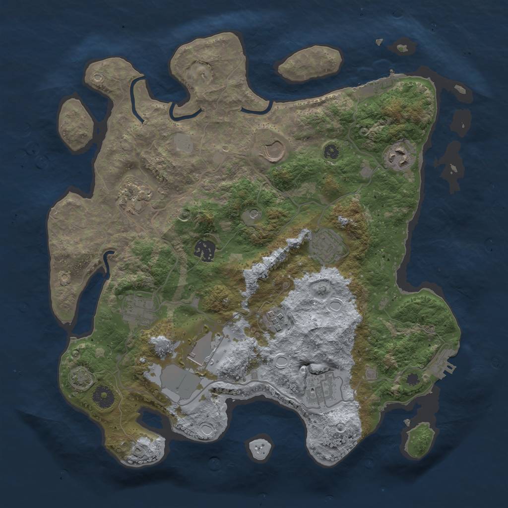 Rust Map: Procedural Map, Size: 3500, Seed: 624001569, 16 Monuments