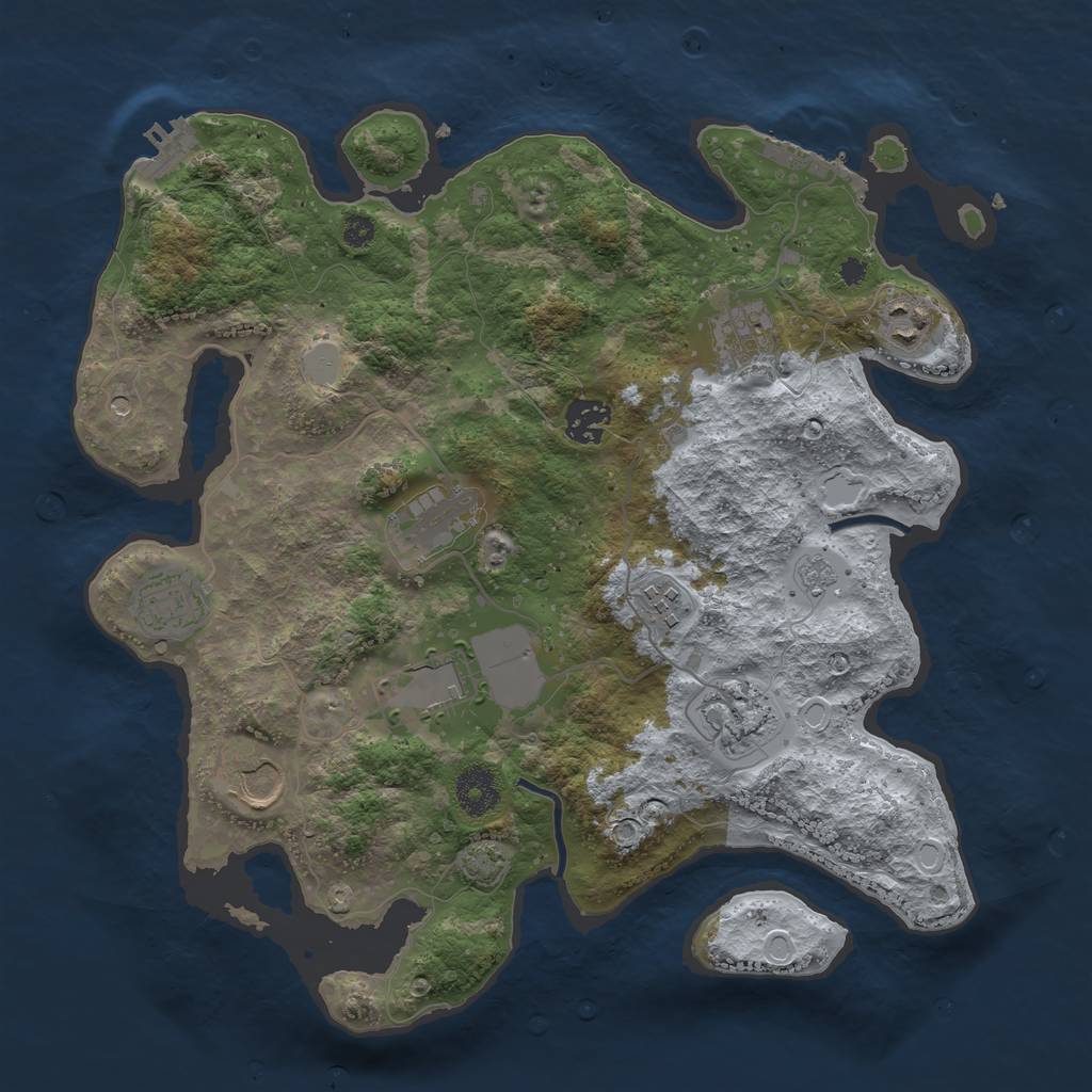 Rust Map: Procedural Map, Size: 3500, Seed: 456321, 17 Monuments