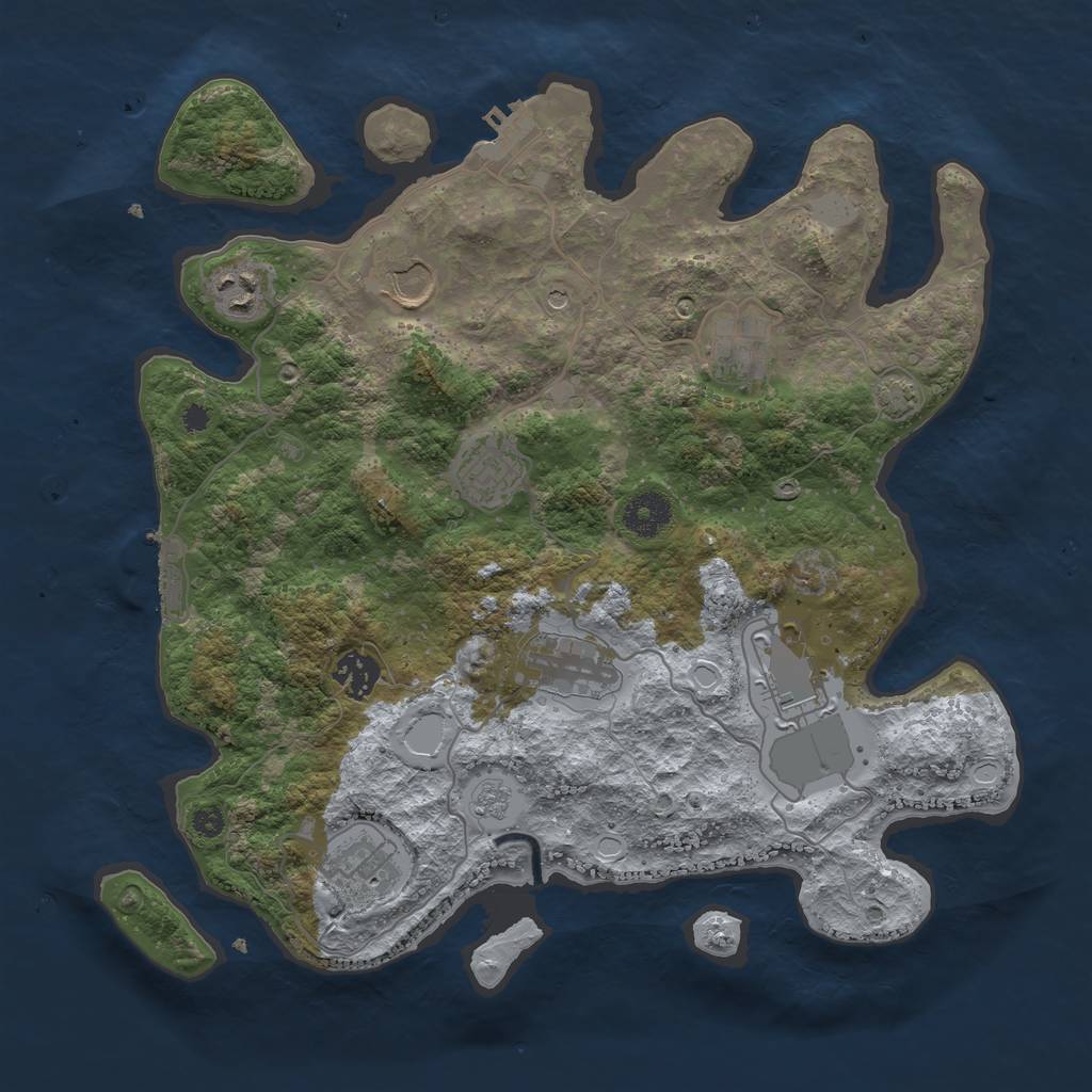 Rust Map: Procedural Map, Size: 3550, Seed: 408915, 16 Monuments