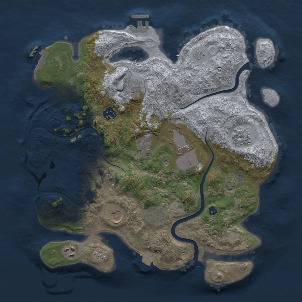 Rust Map: Procedural Map, Size: 3550, Seed: 433939, 15 Monuments