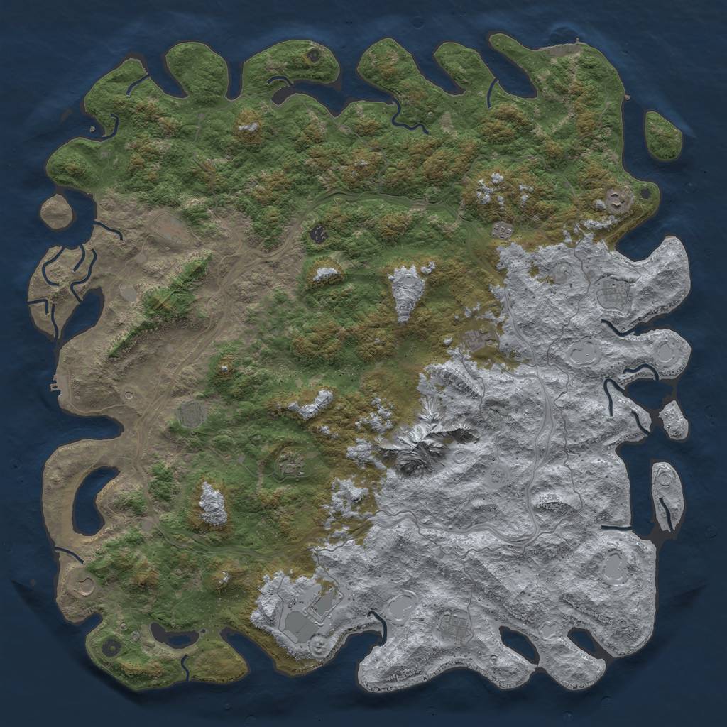 Rust Map: Procedural Map, Size: 6000, Seed: 357875780, 18 Monuments