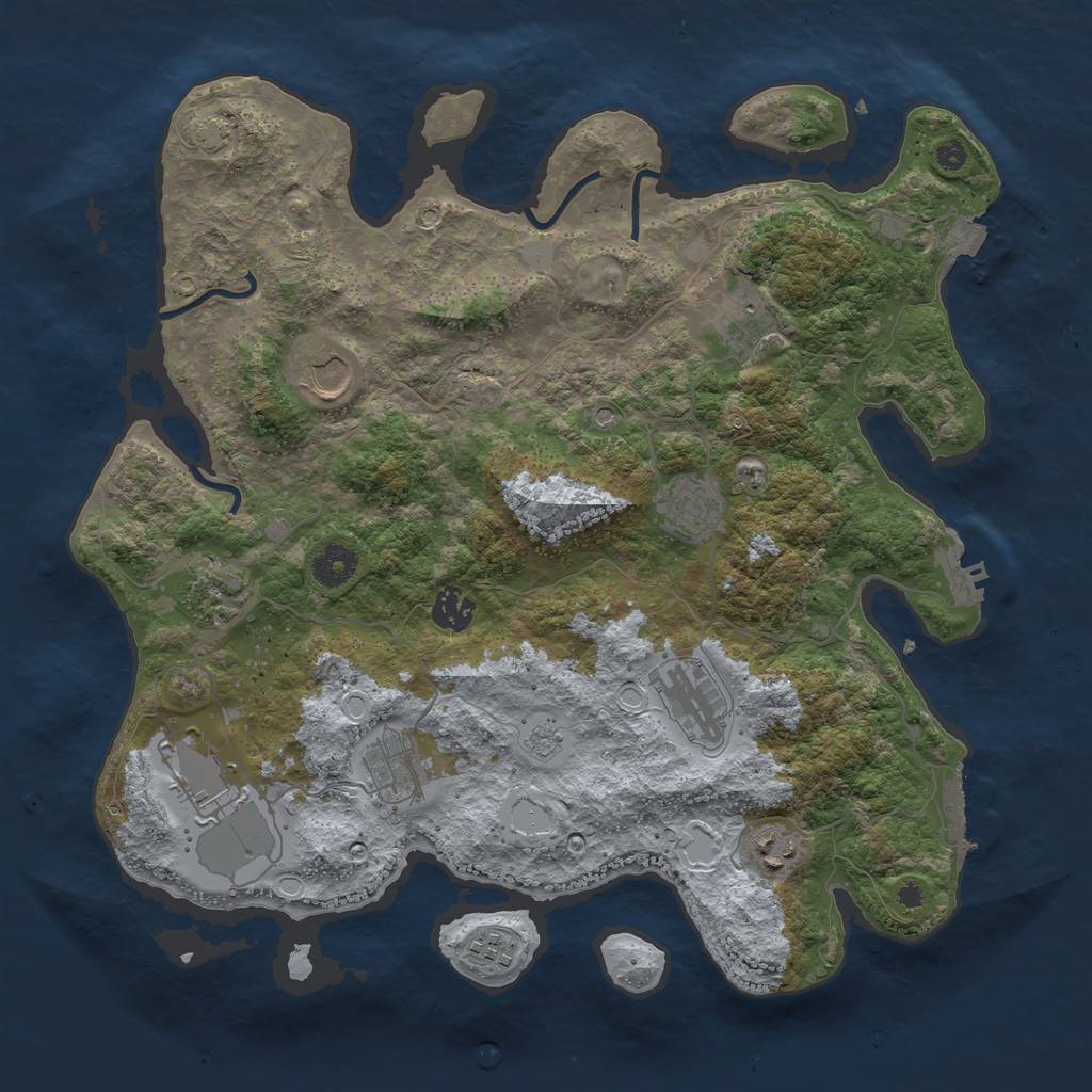 Rust Map: Procedural Map, Size: 3800, Seed: 298422, 18 Monuments