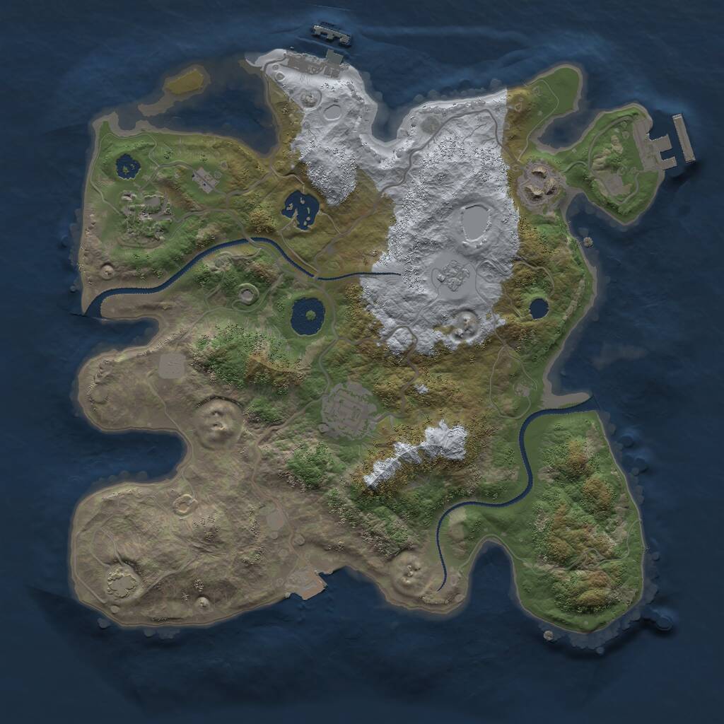 Rust Map: Procedural Map, Size: 3000, Seed: 2759, 9 Monuments
