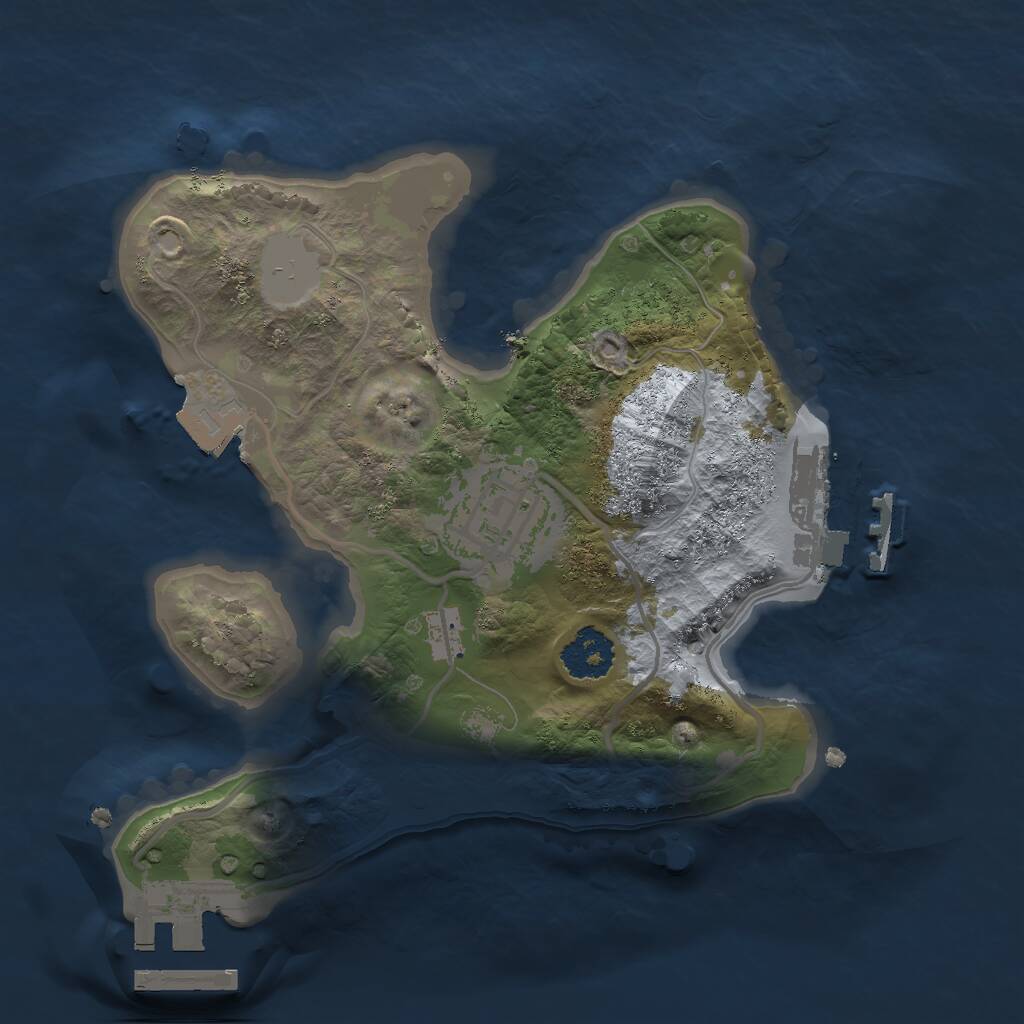 Rust Map: Procedural Map, Size: 2000, Seed: 203550340, 4 Monuments
