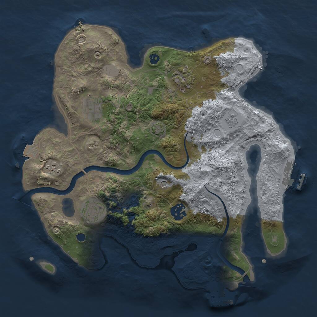 Rust Map: Procedural Map, Size: 3000, Seed: 3758, 11 Monuments