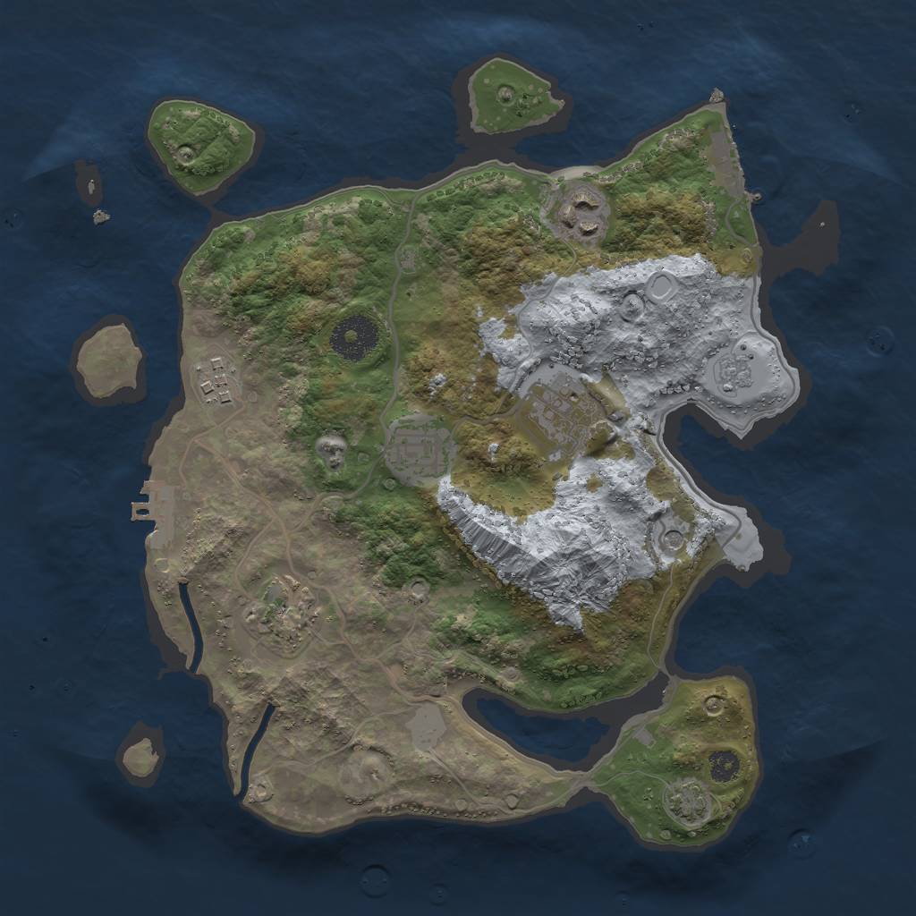 Rust Map: Procedural Map, Size: 3000, Seed: 4307, 13 Monuments