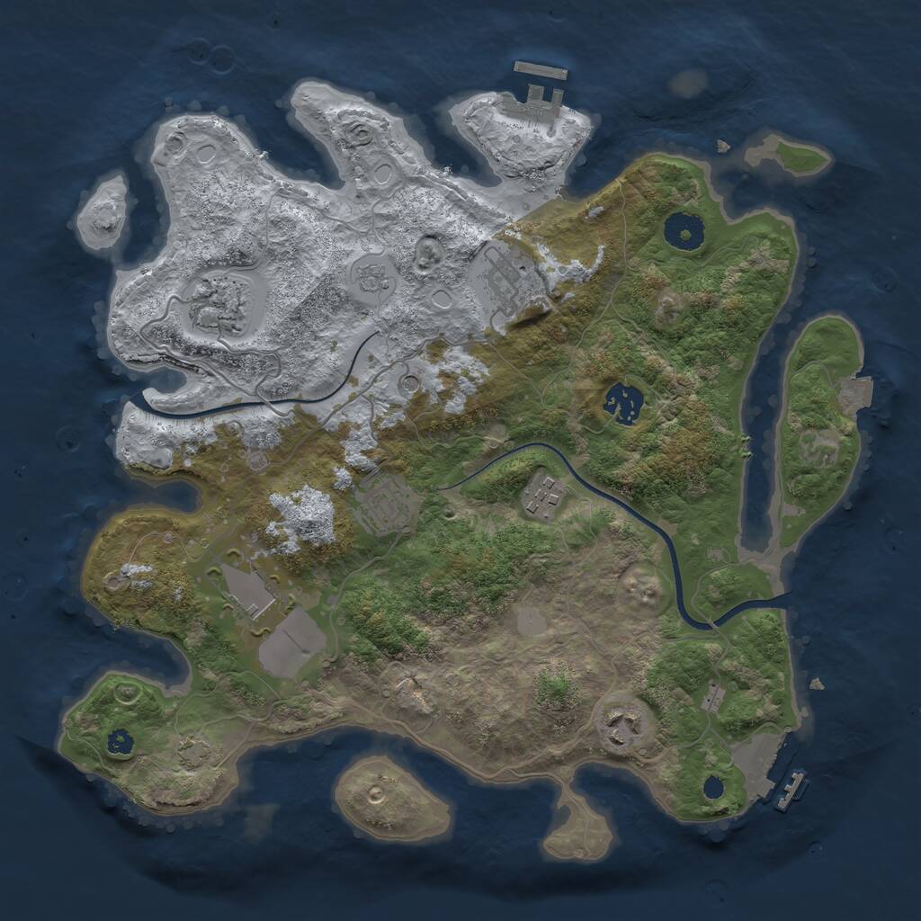 Rust Map: Procedural Map, Size: 3500, Seed: 564684464, 13 Monuments