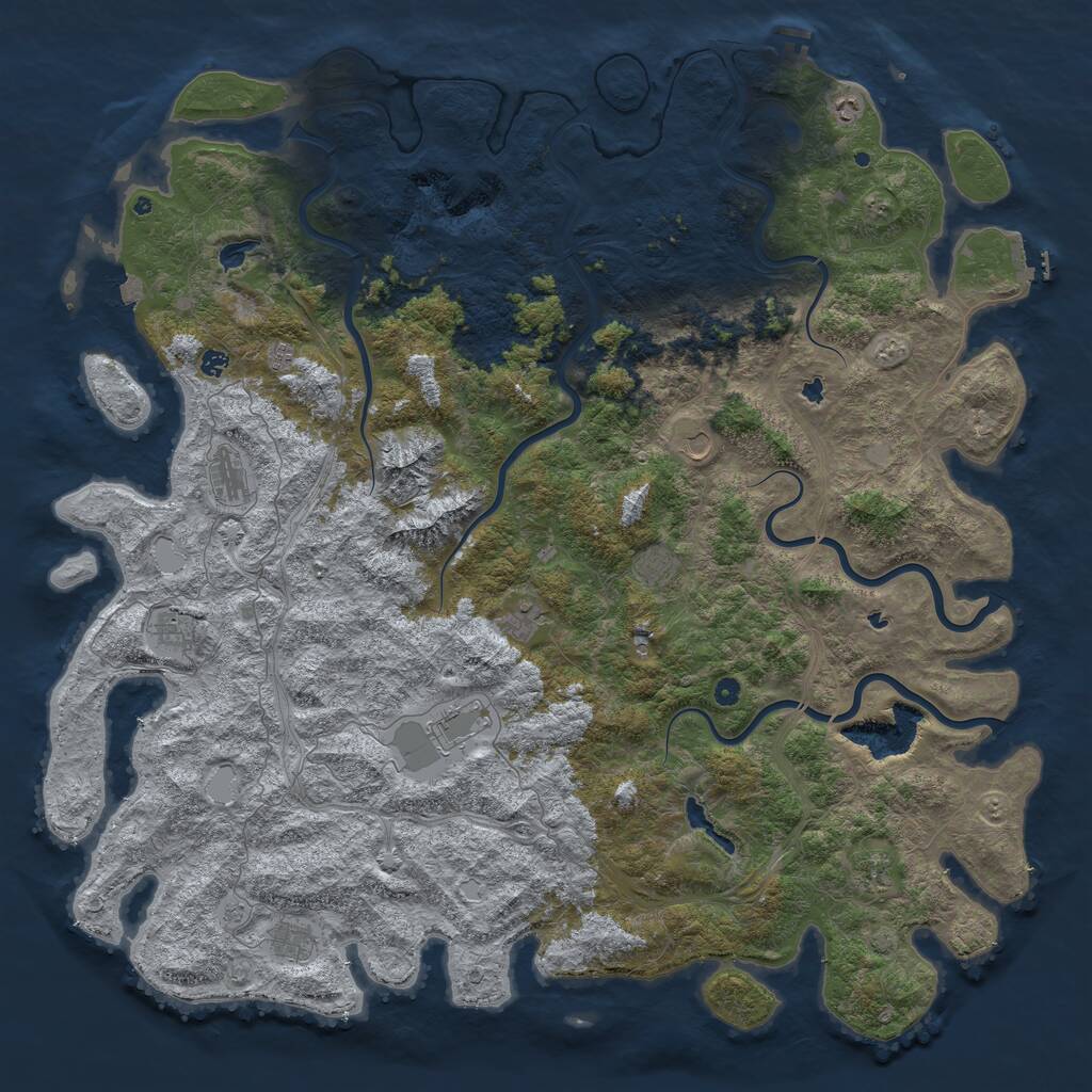 Rust Map: Procedural Map, Size: 6000, Seed: 420035982, 17 Monuments