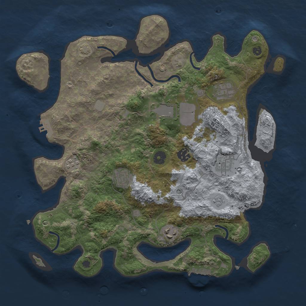 Rust Map: Procedural Map, Size: 3500, Seed: 783557480, 15 Monuments