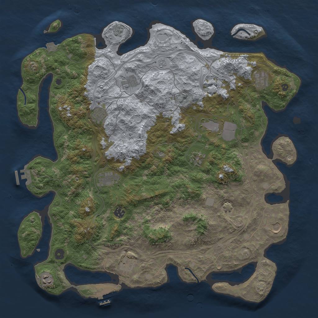 Rust Map: Procedural Map, Size: 4500, Seed: 135916030, 19 Monuments